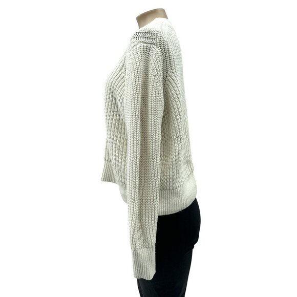 Banana Republic Chunky Knit Long Sleeve Sweater Boxy Pullover‎ Top White Women M - Picture 10 of 11